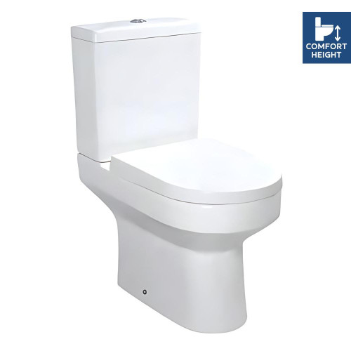 Spa Comfort Height Close Coupled Modern Toilet with Push Button Cistern & Soft Close Toilet Seat
