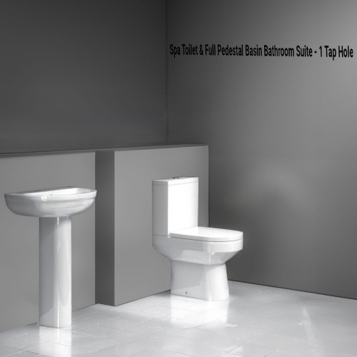Spa Toilet & Full Pedestal Basin Bathroom Suite - 1 Tap Hole