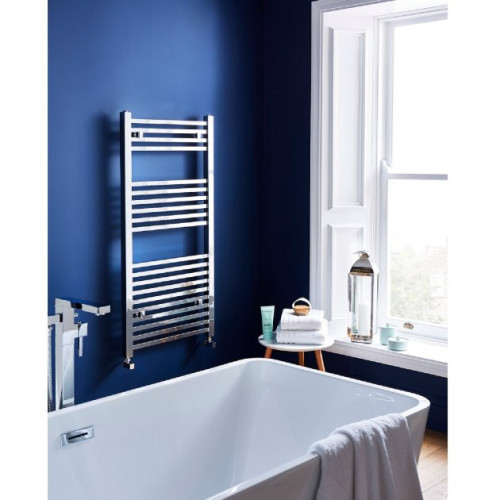 Squared 500mm x 1200mm Chrome Flat Towel Radiator