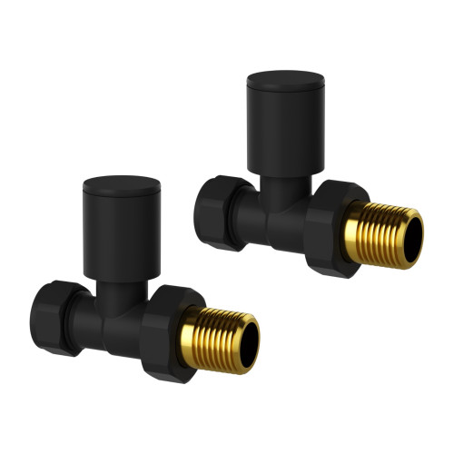 ProTek Matt Black Straight Manual Radiator Valves (Pair)