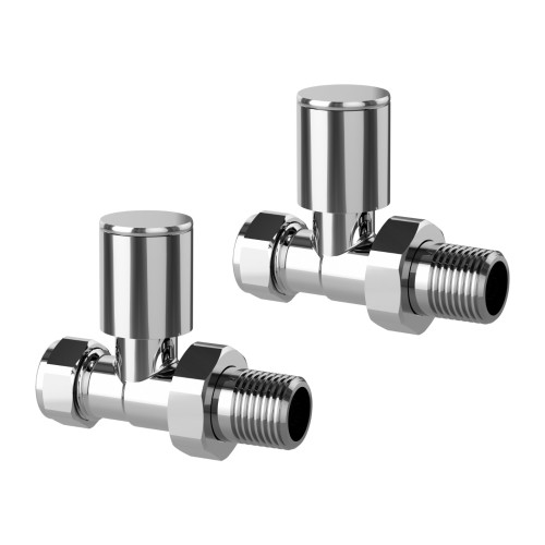 ProTek Chrome Straight Manual Radiator Valves (Pair)