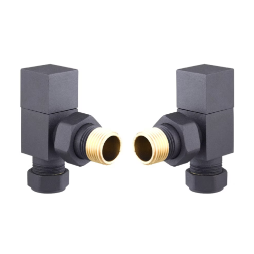 ProTek Square Anthracite Angled Radiator Valves (Pair)