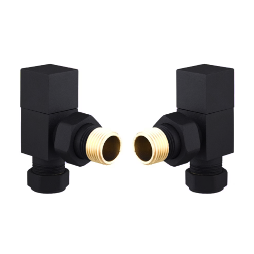 ProTek Square Black Angled Radiator Valves (Pair)