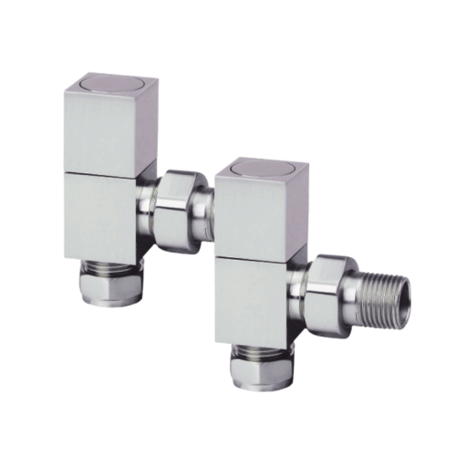 ProTek Square Chrome Angled Radiator Valves (Pair)