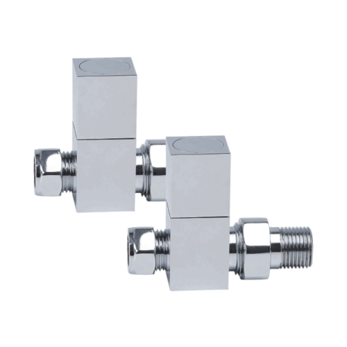 ProTek Square Chrome Straight Radiator Valves (Pair)
