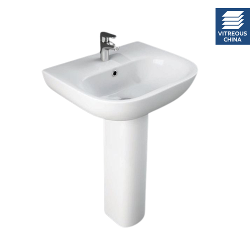 RAK Tonique 550mm Basin & Full Pedestal - 1 Tap Hole
