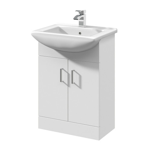 Nuie Mayford White Gloss 550mm Floor Standing Cabinet & Square Basin