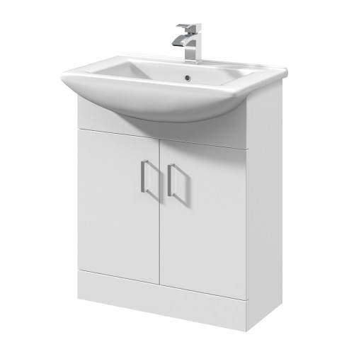 Nuie Mayford White Gloss 650mm Floor Standing Cabinet & Square Basin