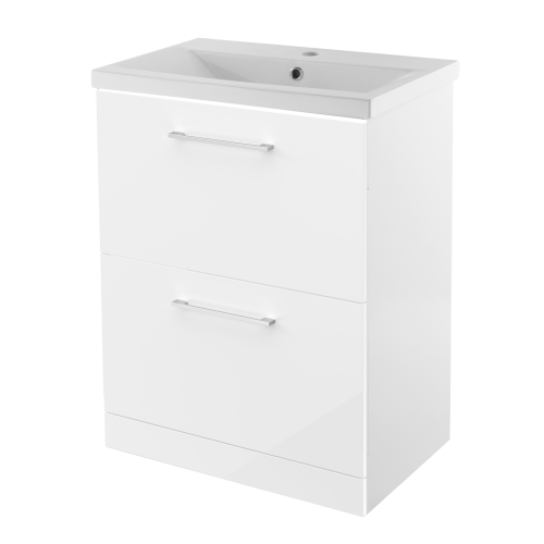 Edge 600mm Floor Standing 2 Drawer Cabinet & Mid-Edge Basin - 1 Tap Hole
