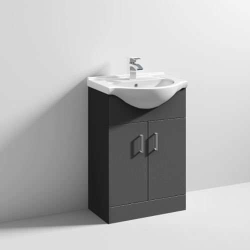 Mayford 550mm Gloss Grey Floor Standing Cabinet & Basin - 1 Tap Hole