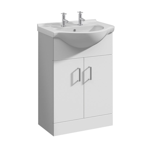 Ice 550mm Floor Standing Cabinet & Basin - 2 Tap Hole