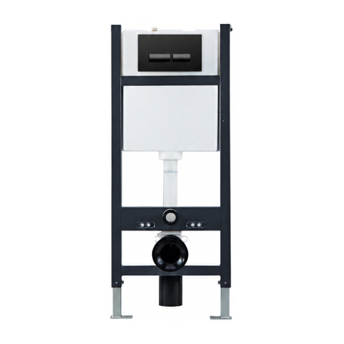 Pro 1135mm WC Frame/Concealed Cistern & Black Flush Plate