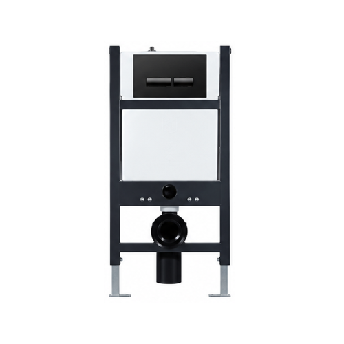 Pro 820mm Under Window WC Frame/Concealed Cistern & Black Flush Plate