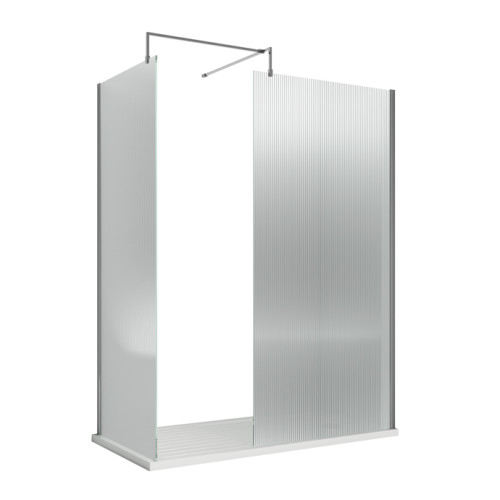 Nuie Fluted 1000mm x 1850mm Chrome Wetroom Screens