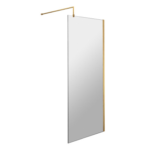 Hudson Reed Brushed Brass 700mm x 1950mm Wetroom Screen (Shower Shield) & Support Bar