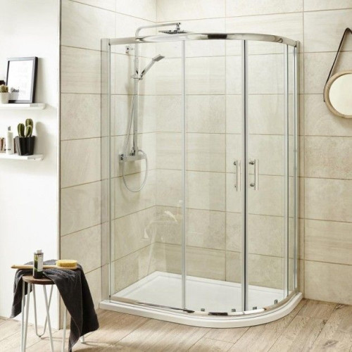 ICE Chrome 1000mm x 800mm Offset Shower Cubicle Double Door 6mm Glass (1850mm)
