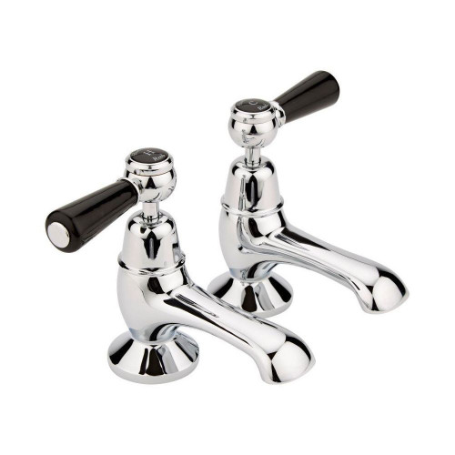 Hudson Reed Topaz Chrome/Black Lever Bath Taps
