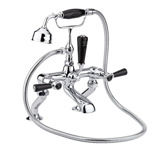 Hudson Reed Topaz Chrome/Black Lever Deck Mounted Bath Shower Mixer