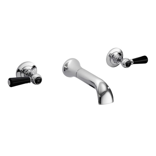 Hudson Reed Topaz Chrome/Black Lever Wall-Mounted Bath Spout
