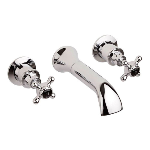 Hudson Reed Topaz Chrome/Black Crosshead Bath Spout & Stop Taps