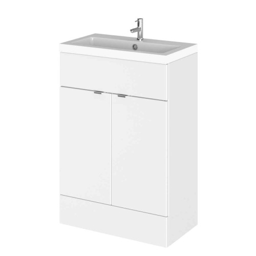 Hudson Reed Fusion White Gloss 600mm Vanity Unit & Basin (355mm Deep)