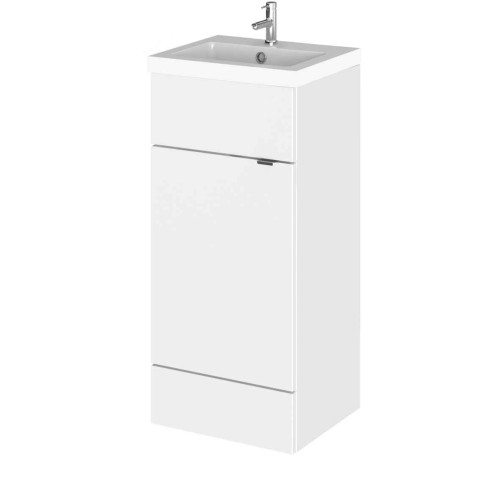 Hudson Reed Fusion White Gloss 400mm Vanity Unit & Basin (355mm Deep)