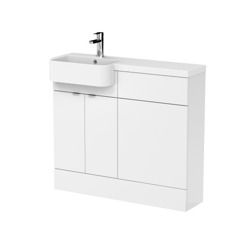 Hudson Reed Fusion White Gloss 1000mm Combination Unit - Left Hand
