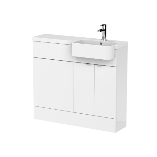 Hudson Reed Fusion White Gloss 1000mm Combination Vanity Unit - Right Hand