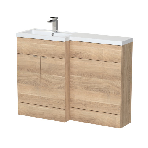 Hudson Reed Fusion Bleached Oak L-Shape 1200mm Combination Unit - Left Hand