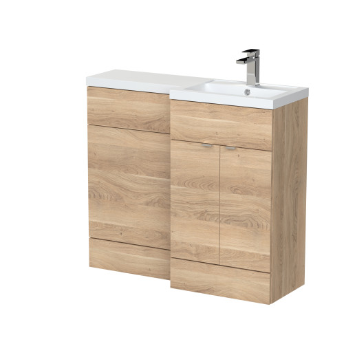 Hudson Reed Fusion Bleached Oak L-Shape 1000mm Combination Unit - Right Hand