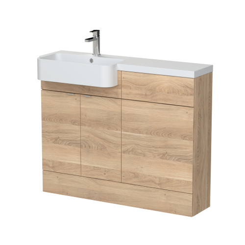 Hudson Reed Fusion Bleached Oak P-Shape 1100mm Combination Unit - Left Hand