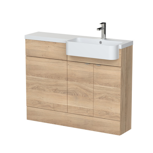 Hudson Reed Fusion Bleached Oak P-Shape 1100mm Combination Unit - Right Hand