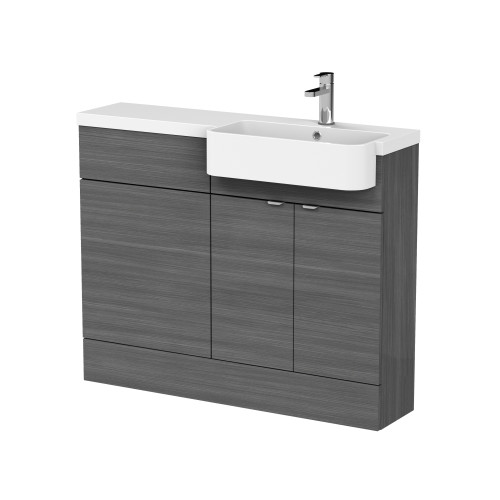 Hudson Reed Fusion Anthracite Woodgrain 1100mm Combination Unit - Right Hand