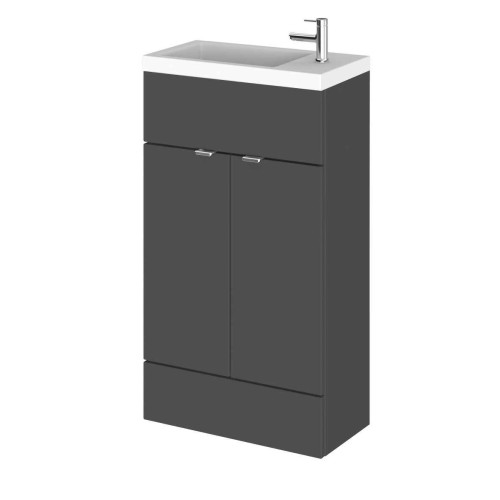 Hudson Reed Fusion Grey Gloss 500mm Vanity Unit & Basin (255mm Deep)