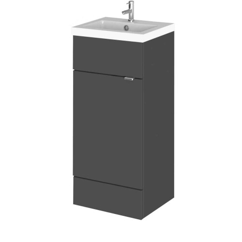 Hudson Reed Fusion Grey Gloss 400mm Vanity Unit & Basin (355mm Deep)