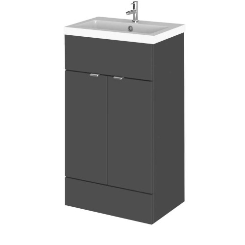Hudson Reed Fusion Grey Gloss 500mm Vanity Unit & Basin (355mm Deep)