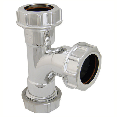 FloPlast Compression Waste Tee 40mm - Chrome