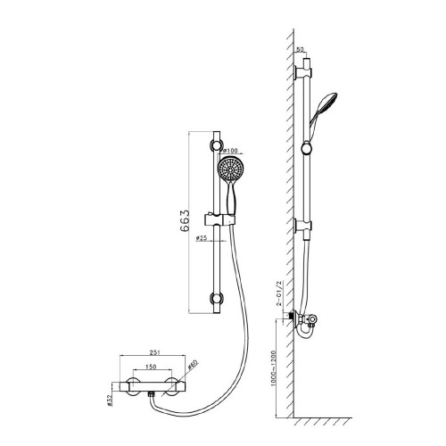 Essentials Thermostatic Shower Mixer & Slider Rail Kit Chrome