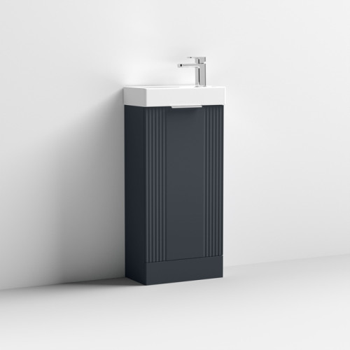Nuie Deco 400mm Soft Black Floor Standing Unit & Basin - 1 Tap Hole