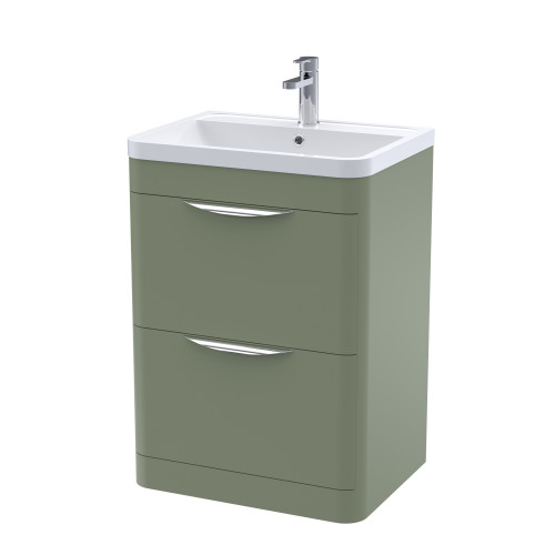 Parade 600mm Satin Green Floor Standing Cabinet & Basin