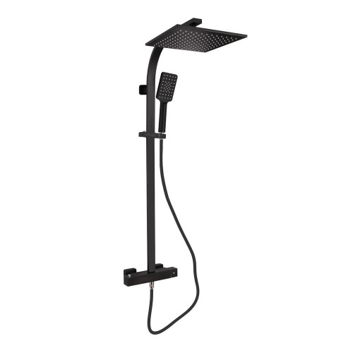 Hydro Matt Black Cool Touch Thermostatic Mixer Shower & Rigid Riser Rail Kit