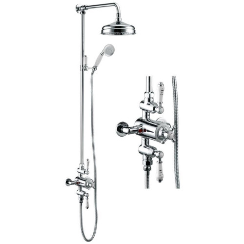 Hynar Traditional Chrome Thermostatic Dual Control Exposed Shower Mixer Kit