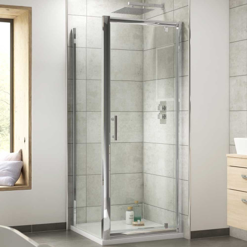 Kristal Chrome 760mm Pivot Door & 760mm Side Panel Enclosure Package With Tray & Waste