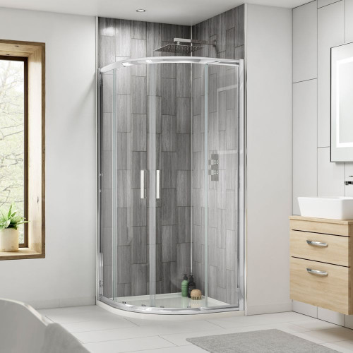Kristal Chrome 900mm Quadrant Shower Enclosure, Tray & Waste