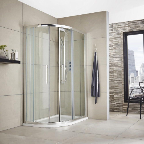 Apex 1000mm x 800mm Offset Quadrant Shower Enclosure, Tray & Waste - Left Hand