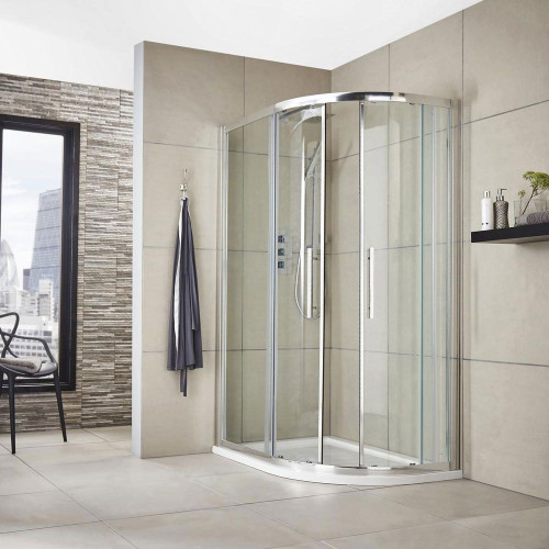 Apex 1000mm x 800mm Offset Quadrant Shower Enclosure, Tray & Waste - Right Hand
