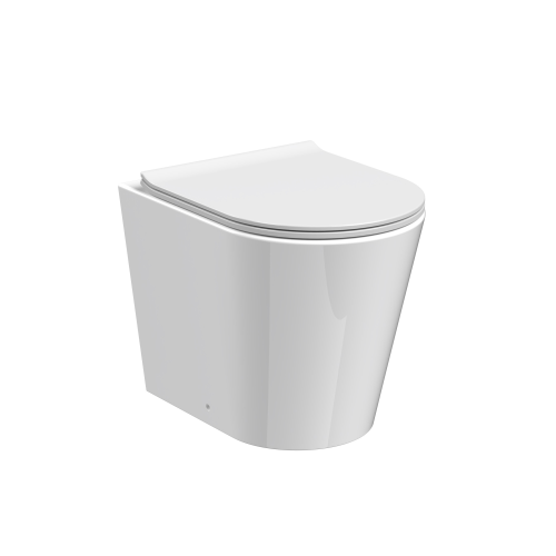 Nuie Round Rimless Back To Wall Toilet & Soft Close Seat