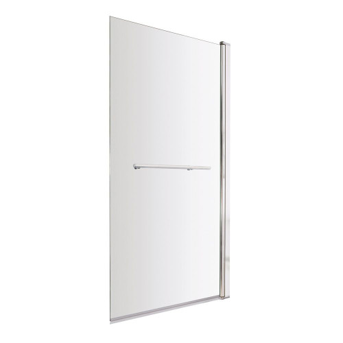 Nuie Square Hinged Chrome Plain Bath Screen & Towel Rail 6mm