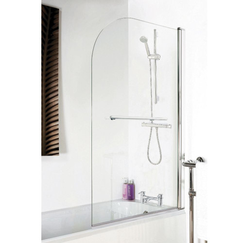 Arched Hinged Chrome Plain Bath Screen & Towel Rail 6mm