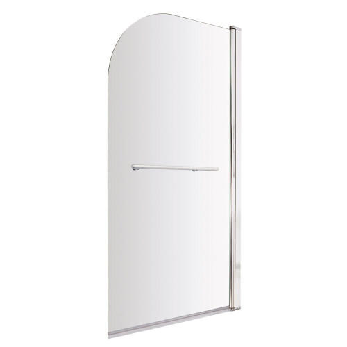 Nuie Pacific Arched Hinged Chrome Plain Bath Screen & Towel Rail 6mm